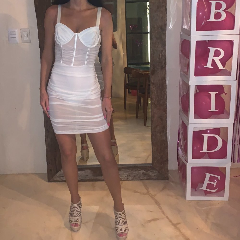 Leau White Miami Mesh mini Dress